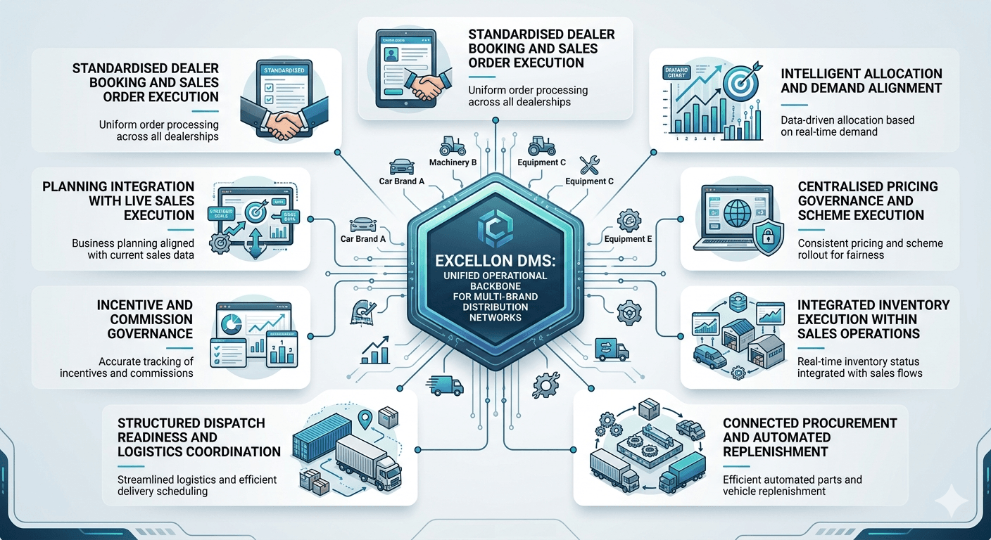 Standardized Dealer Booking and Sales Order Execution in Excellon DMS Standardized dealer booking and sales order workflow in Excellon DMS for high volume operations
